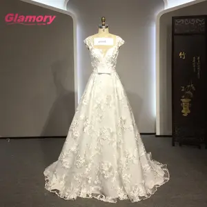 Wlhite 3D Fiore Abito Da Sposa di Alta Qualità Sweetheart abito da sposa In Pizzo Tessuto Con Cinture di Cerimonia Nuziale Della Sposa