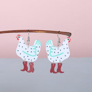 New-style Eco-friendly Acrylic Earrings - European and American Cartoon Colored Hen-shaped Earrings for Wholesale - Product Image 4