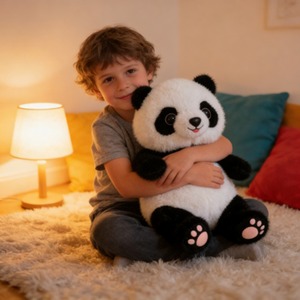 Peluche Panda in Morbido Cotone, Giocattolo da Notte per Neonati, Primo Amico, Bambola Lavorata a Maglia, Animale della Foresta, Regalo di Compleanno per Bambini - Product Image 1