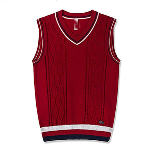 Gilet en tricot bleu marine HBS33 avec garnitures, uniforme scolaire, professionnel ou d'entreprise, sur mesure, tactique - Product Image 2