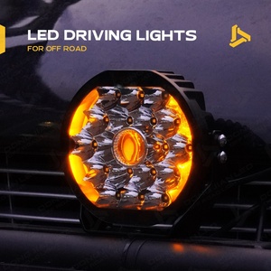 Faro Rotondo da 7 Pollici per Moto Jeep Giallo, Luce di Guida LED RGB Super Luminosa per Fuoristrada 4x4, Faro Spot per Paraurti Auto, Luce Diurna DRL - Product Image 1