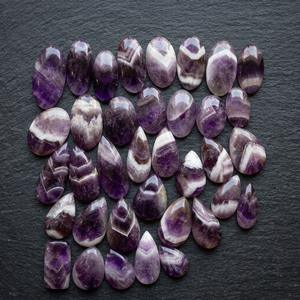 Natural Chevron Amethyst Cabochon Loose Gemstones Wholesale Banded Amethyst Flatback Cabochons for Jewelry Making - Product Image 3