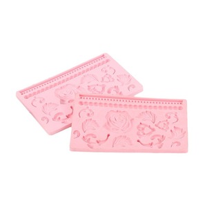 Silicone Flower Fondant Mold Set 2 Pieces Pink Baking Tools Cake Decorating - Product Image 1