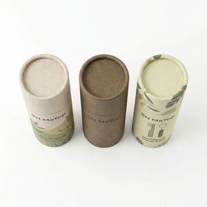 กล่องกระดาษคราฟท์ทรงกระบอกแบบดัน-ดึง บรรจุภัณฑ์ทรงกลม ขนาด <span class=keywords><strong>2</strong></span> ออนซ์ สำหรับลิปบาล์มแบบดันขึ้น กล่องเปล่า - Product Image 5