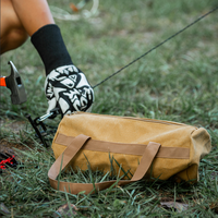 Sac de rangement portable en toile avec logo personnalisé pour accessoires de tente et piquets, idéal pour le camping et la randonnée