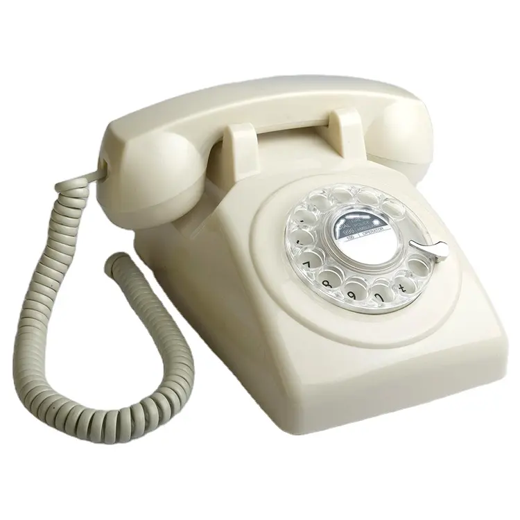 Telefone de mesa rotativa estilo antigo, decoração retrô, telefone doméstico