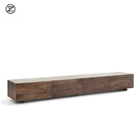 Grain Match Massivholz TV-Schrank Grifflos Walnuss Eiche Medien-Konsole Luxuriöses Flaches Wohnzimmer TV-Möbel