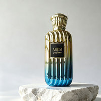 Abeisi ABS-259 Flacon de parfum vide de luxe personnalisé, plaqué or, 100 ml, en verre, forme carrée, avec pulvérisateur et impression sérigraphiée