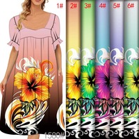 Tissu en polyester imprimé numérique à fleurs d'hibiscus de Henry Textile Wholesale pour robes Mumu, chemises