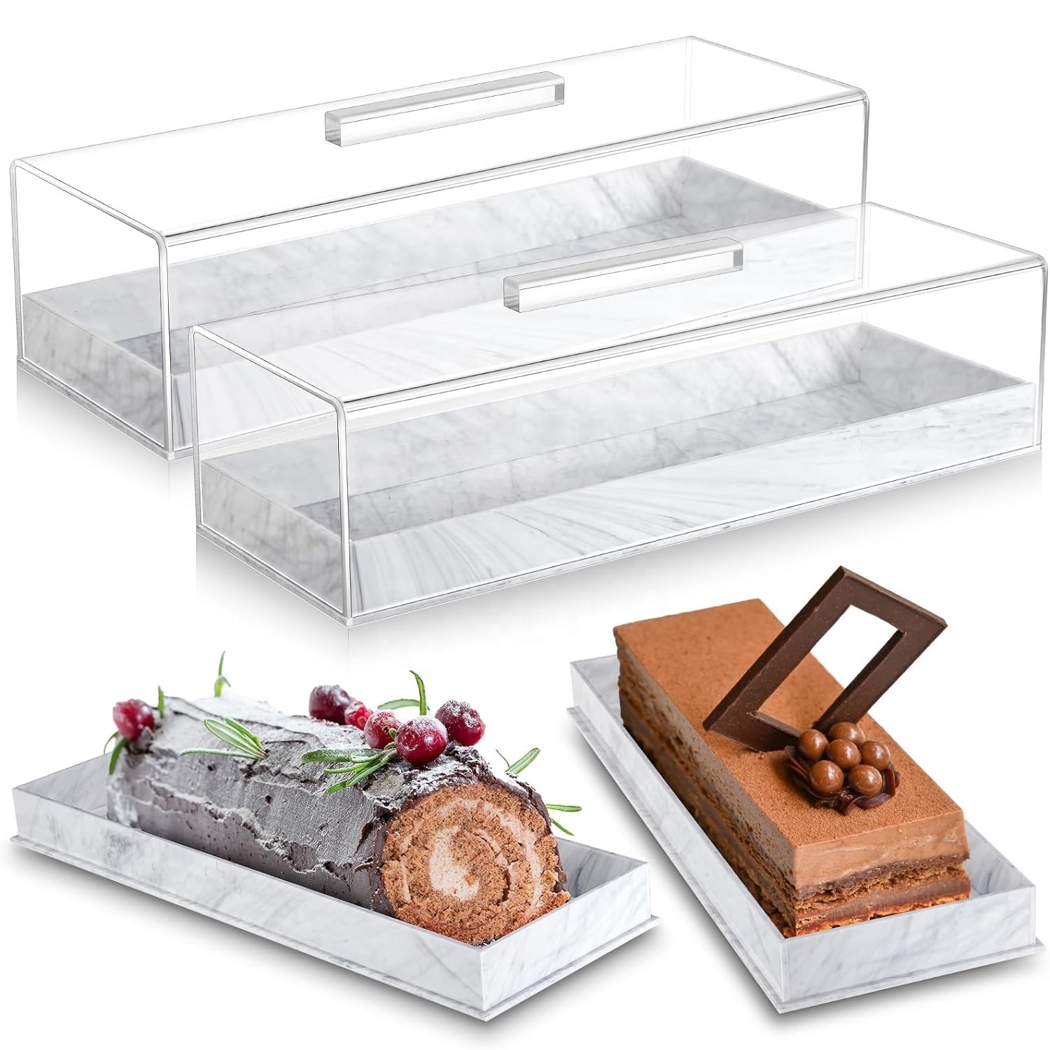 Vassoio Da Portata Per Cracker Trasparenti 2X, Espositore Per Macaron Trasparente Rettangolare~p146441445