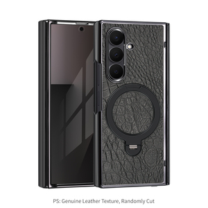 เคสโทรศัพท์แบบพับได้ หนังแท้ พร้อมที่ยึดแม่เหล็ก สำหรับ Samsung Fold 6 7 8 Flip 6 7 8 - Product Image 1