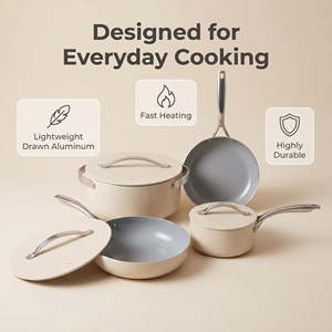 Juego de Ollas y Sartenes de Cocina Antiadherentes con Revestimiento de Granito Beige, Aptas para Inducción, de Aluminio Prensado, con Logotipo Personalizado, Venta al Por Mayor - Product Image 5