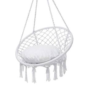 ผู้ผลิต Woqi รับผลิตจำนวนน้อย เก้าอี้แขวนเชือกมาคราเม่ เก้าอี้ชิงช้าทรงกลม พร้อมอุปกรณ์เสริม - Product Image 1