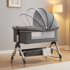 <strong>Newborn</strong> Splicing Large Bed, Baby <strong>Crib</strong>, Movable <strong>Crib</strong>, Portable 2-in-1 Foldable Multifunctional BB Bed - Product Image 4