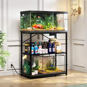 Support d'<span class=keywords><strong>aquarium</strong></span> de bureau à domicile noir robuste support de réservoir de poissons avec armoire de rangement de prise de courant tortue réservoir Reptile Terrarium - Product Image 3
