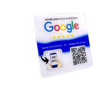 Plaques intelligentes personnalisables en acrylique avec code QR, RFID, NFC pour cartes de membre et affichages interactifs des avis Google