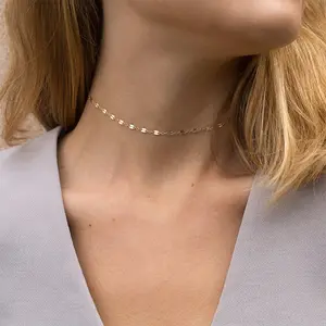 Titan-Stahl geometrische minimalistische Mehrstrang-Halskette Malibu-Spiegel-Kette Halskette für Damen Mädchen