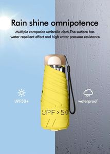 Parapluie de poche minimaliste, pliable manuel, pour soleil et pluie, UPF50+, tissu nylon, style simple, couleur rouge - Product Image 4