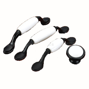 Furniture Handle And <b>Knob</b> Oval Zinc Alloy European Style Cabinet Wardrobe <b>Drawer</b> Black White <b>Ceramic</b> 1021 - Product Image 5