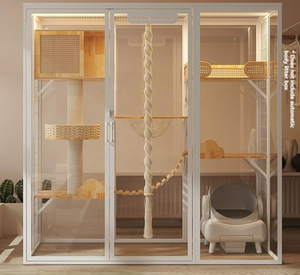 Nouvelle conception de villa pour <span class=keywords><strong>chat</strong></span> de luxe, grande taille, cadre <span class=keywords><strong>en</strong></span> acier au carbone, meubles pour animaux de compagnie <span class=keywords><strong>en</strong></span> <span class=keywords><strong>bois</strong></span> massif, mur d'escalade intérieur, armoire - Product Image 1