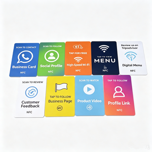 Carte intelligente NFC personnalisée en PVC, étanche, 13,56 MHz, RFID programmable, pour avis numériques d'entreprise, menu, réseaux sociaux, code QR - Product Image 2