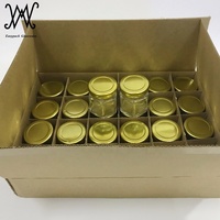 Mini pot en verre hexagonal de 1.5oz 45ml avec couvercle en métal doré revêtu de plastisol
