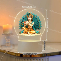 Hindouisme divinité Led acrylique veilleuse Krishna sur Lotus jouant Veena Usb alimenté lampe religieux décor à la maison cadeau