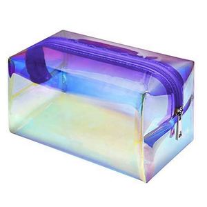 Bolsa de Cosméticos de Viaje Transparente Holográfica con Logotipo Personalizado, Impermeable, de Gran Capacidad, con Cierre de Cremallera de Poliéster Láser e Interior con Cremallera - Product Image 1