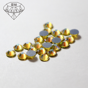 ASFA211 Round Flat Back Citrine AB Shiny Hot Fix Rhinestones Glass Material For Sewing Crafts Apparel Hat Bags <b>Embellishments</b> - Product Image 3