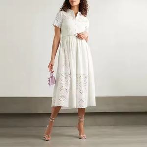 Nuevo Vestido de Verano con Logotipo Personalizado, Vestido de Negocios sin Mangas con Botones, Vestido de Lino y Algodón con Escote Redondo para Mujer - Product Image 1