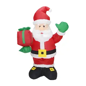 135厘米发光二极管平安夜彩色圣诞老人带礼品盒庭院户外充气圣诞装饰品用品