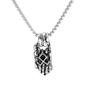 Yunnique – collier avec pendentif rune viking en acier inoxydable, design géométrique, bijoux pour hommes, chaîne de 60cm, accessoire de mode de Style rétro - Product Image 5