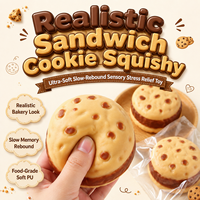 Nouveauté 2026 : Jouet Squishy Réaliste Biscuit aux Pépites de Chocolat, à Remontée Lente, en TPR, Biscuit Sandwich à Presser, Anti-Stress et Fidget Toy