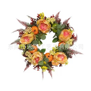 Guirlande de fleurs artificielles Tianyue, design pivoine, en plastique, décoration de récolte d'automne, à suspendre à la porte, 556 - Product Image 4