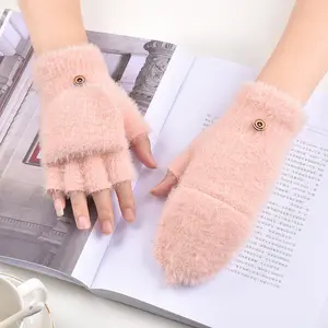 Fingerless Winter Gloves Split Finger Knit Student Gloves Custom Touch Screen Knit Gloves