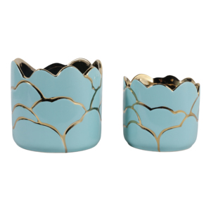 Vasi Decorativi Moderni con Accenti Blu e Oro per Uso Interno ed Esterno - Product Image 3
