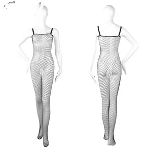 Mesh gewebter Camisole-Overall mit offener Schleife, keine Notwendigkeit zum Ausziehen, ausgehöhlt, verlockende erotische Dessous für Erwachsene