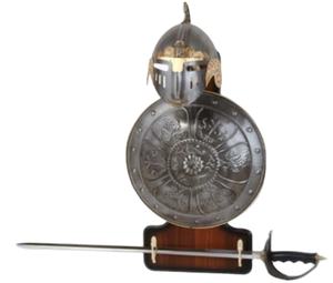 หมวกเกราะเหล็กลายวิกยุคกลาง,หมวกเกราะเหล็กขัดเงาอัศวินนักรบฮาโลวีนสำหรับสะสม - Product Image 1