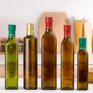 优雅的空橄榄油玻璃瓶方形250毫升500毫升750毫升厨房组织