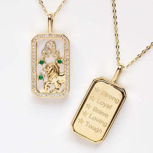 Modische 18K PVD-Vergoldete Halskette Sternzeichen-Charm Tierkreiszeichen-Anhänger mit Zirkonia-Besatz Kettenanhänger für Damen - Product Image 5