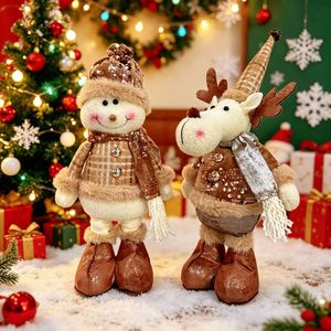 LINGKAI Brown Sequin Retractable Handcrafted Eco-Friendly Christmas Dolls Standing Gnome Snowman Reindeer Plush Figurines <b>Table</b> - Product Image 5