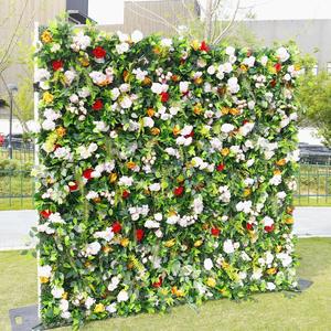 Panneau mural de fleurs artificielles en soie en gros, toile de fond murale de fleurs en soie pour la décoration de mariage - Product Image 5