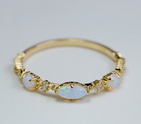 Bague en argent Sterling 925 plaqué or synthétique opale blanche pour fille