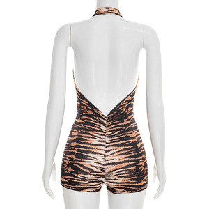 Viviblook D26RP046 Mono Casual de Verano para Mujer, Estampado de Tigre, Cuello Halter, Espalda Descubierta, Sexy, de Una Pieza - Product Image 4