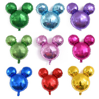 Décorations de fête d'anniversaire pour enfants, ballons en feuille d'aluminium de 24 pouces, grands personnages de dessins animés, ballons en forme de tête de Mickey argentés