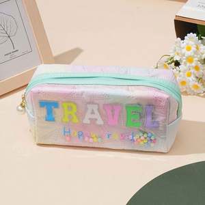 Bolsa de Maquillaje con Estampado de Letras de Viaje, Bolsa de Cosméticos, Linda Bolsa de Aseo con Dibujos Animados para Niñas - Product Image 5