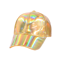 Casquette de baseball 6 panneaux en PU holographique tissé, style vintage classique, personnalisable, respirante, couleur réfléchissante, sportive, en dobby