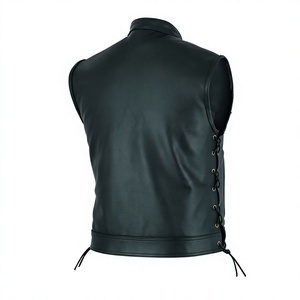 Gilet moto en cuir respirant pour homme, col mandarin, taille ajustable, poches, couleur unie, style urbain, automne-hiver - Product Image 6