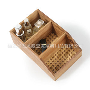 Custom-made bamboo desktop organizer <b>boxes</b> for jewelry, <b>tea</b> bags, cosmetics, office, and living room use; multi-compartment - Product Image 3