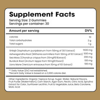 Gummies Healthife Marque Privée Shilajit de l'Himalaya, Ashwagandha, Maca Noire avec Mousse de Mer et Crinière de Lion pour le Soutien Énergétique